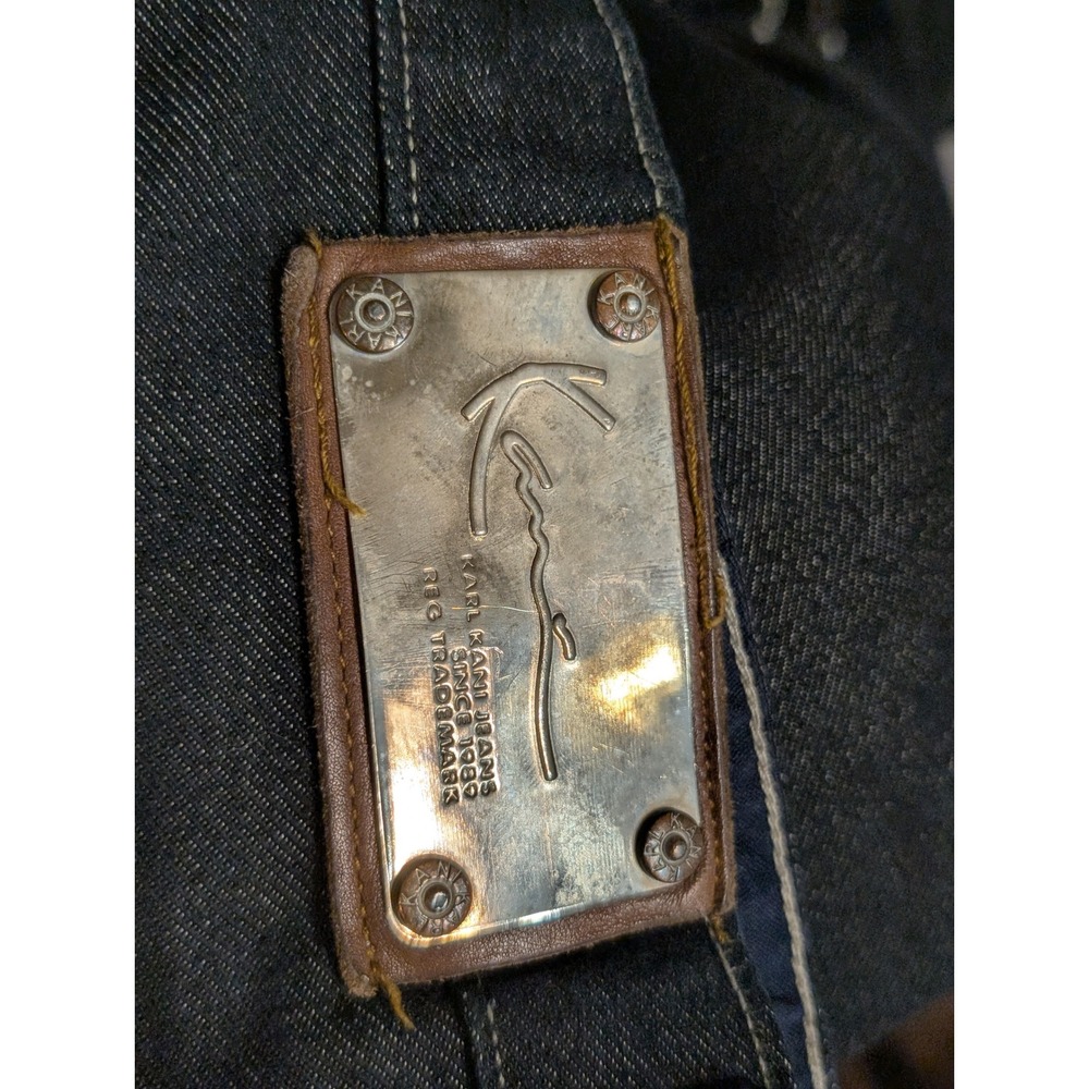 Karl Kani Baggy Barrel Jeans Dark Wash Black Distressed 38x32 Y2K Streetwear - Picture 8 of 9
